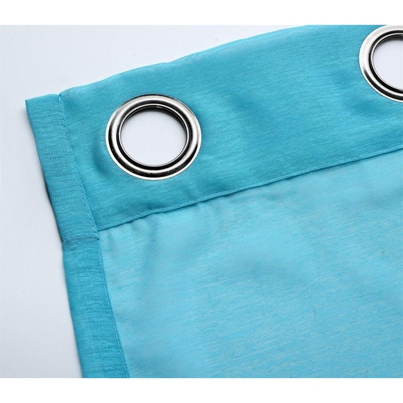 Turquoise Weave Sheer Curtains, 2 Panels @ 52"W x 84"L - Picture 5 of 10